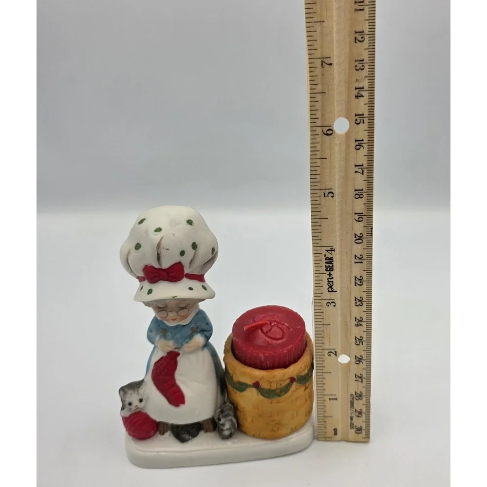 Christmas Luvkins Jasco 1978 Porcelain Mrs Claus Vintage Original Candle Holder
